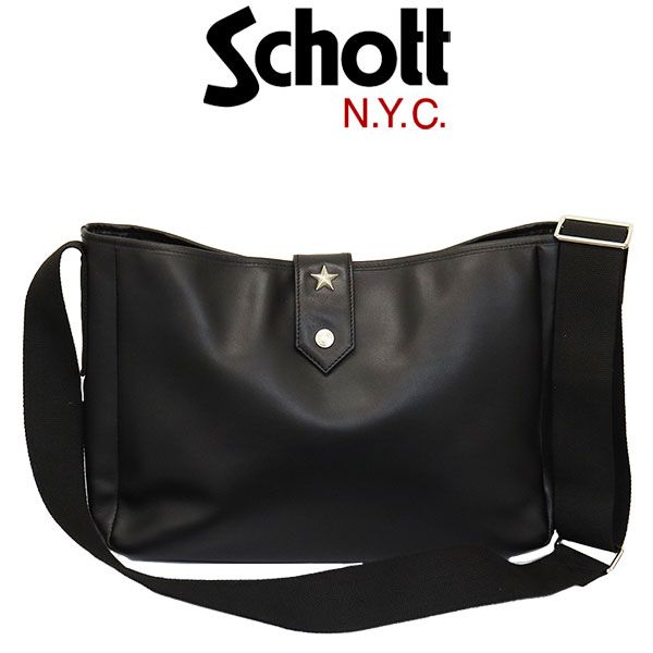 Schott (ショット) 2976011 3129149 ONE STAR MAIL BAG  ワンスター メール レザー ショルダーバッグ 09(10) BLACK