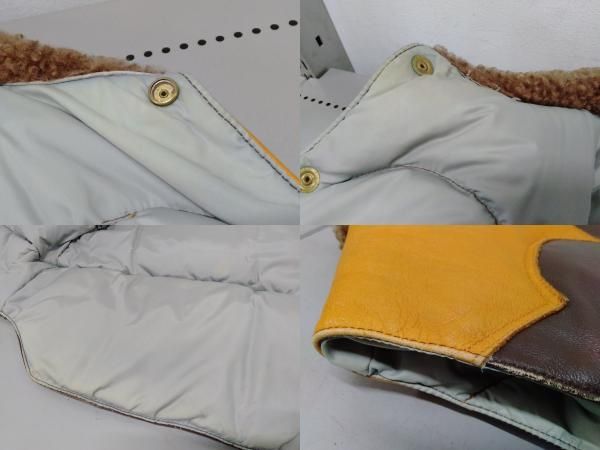 WAREHOUSE レザーダウンベスト ボア襟 メンズ Sサイズ 本革 ブラウン