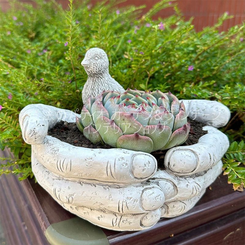 プランター 指 手 鳥 彫刻 ヴィンテージ調 樹脂 ホワイト 白 植木鉢 鉢植え 寄せ植え 多肉植物 ガーデニング 雑貨 ガーデン雑貨 ガーデンインテリア ガーデン インテリア 庭の装飾 お洒落 おしゃれ 8-14