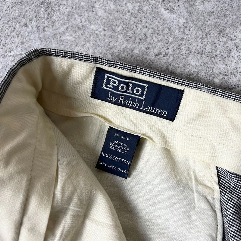 90s POLO RALPH LAUREN 千鳥格子 2タック コットン スラックス