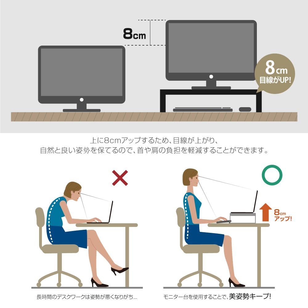 : スチール製 モニタースタンド 机上台 スタンド色:ホワイト モニター台 幅390mm サンワサプライオフィス・PC周辺通販 サンワダイレクト本店 スタンド色:ブラック アスクル 1個（直送品） MR-LC103M 卓上モニター台(木目) サンワサプライ モニター下
