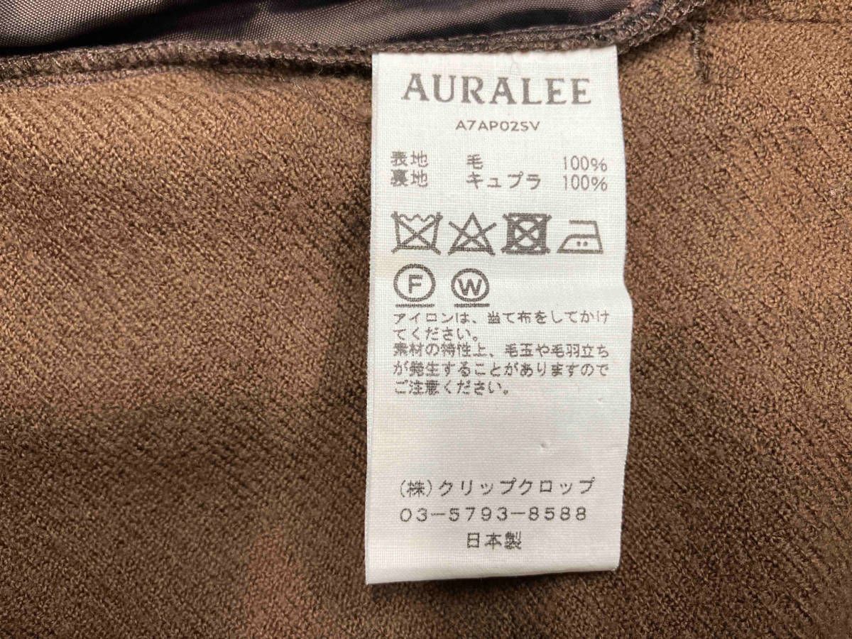 AURALEE / オーラリー ウールパンツ A7AP02SV SELVEDGE WOOL VIYELLA PANTS ブラウン 4(LL相当) 【ウエスト紐欠損】