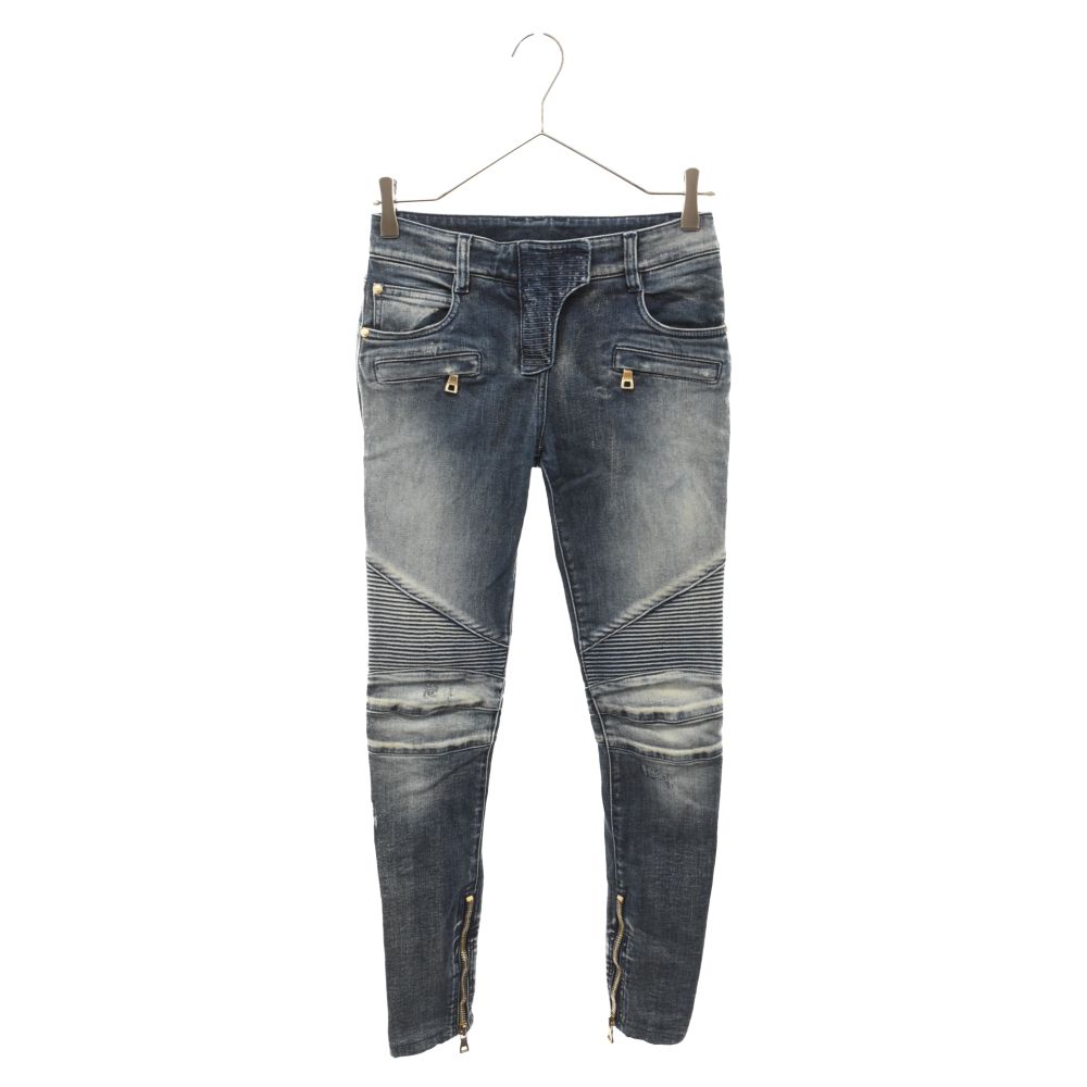BALMAIN (バルマン) BIKER BLUE JEANS バイカースキニーデニムパンツ