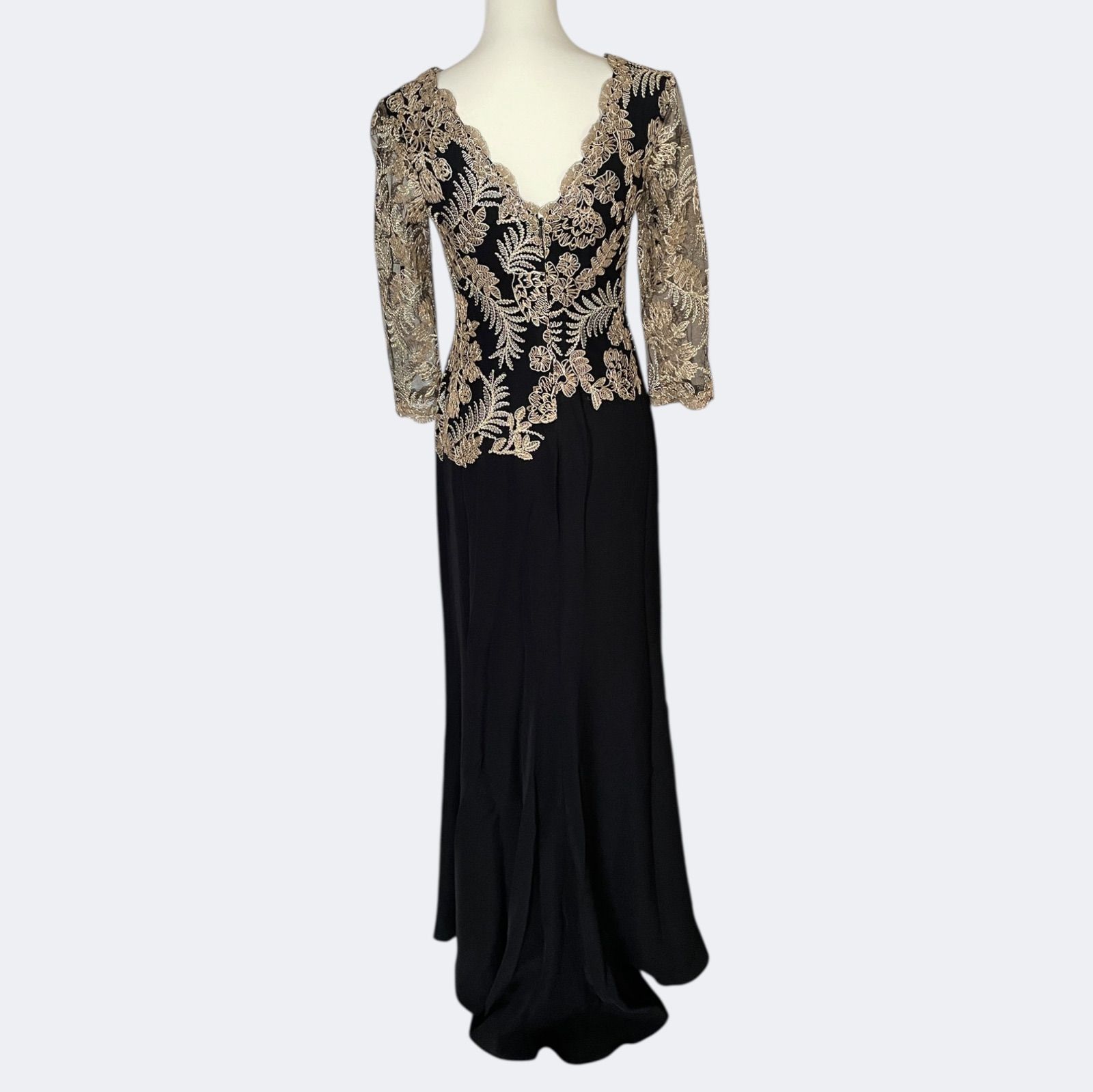新品◇TADASHI SHOJI タダシショージ 上品ゴールドお花刺繍レース 