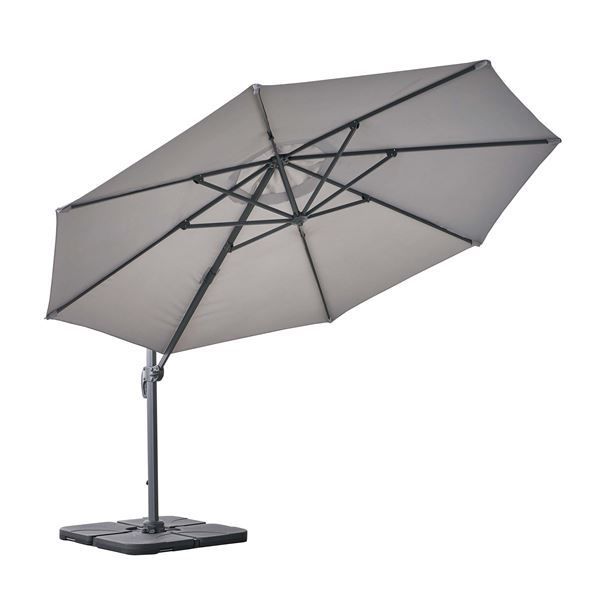  パラソル 約幅345×奥行410×高さ260 cm グレー アルミ 組立品 バルコニー ウッドデッキ ベランダ 日よけ サンシェード ガーデンファニチャー