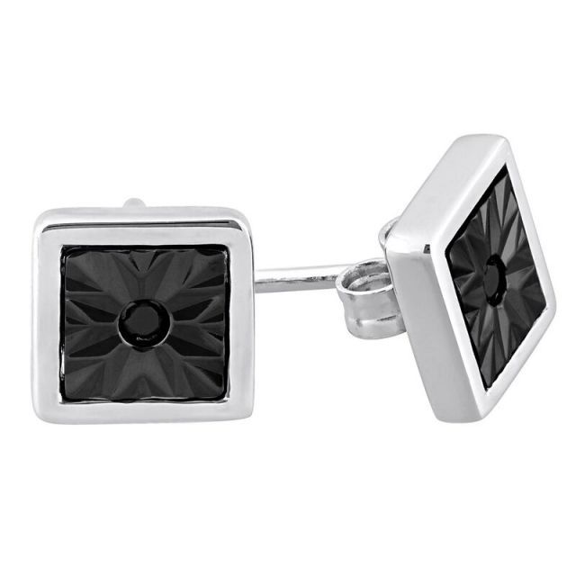 ステラ グレース メンズ ピアス イヤリング Stella Grace Men s Sterling Silver Black Diamond Accent Stud Earrings
