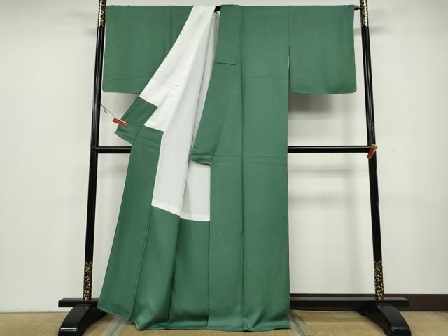 平和屋着物○上質な色無地 草花地紋 青磁色 正絹 逸品 未使用