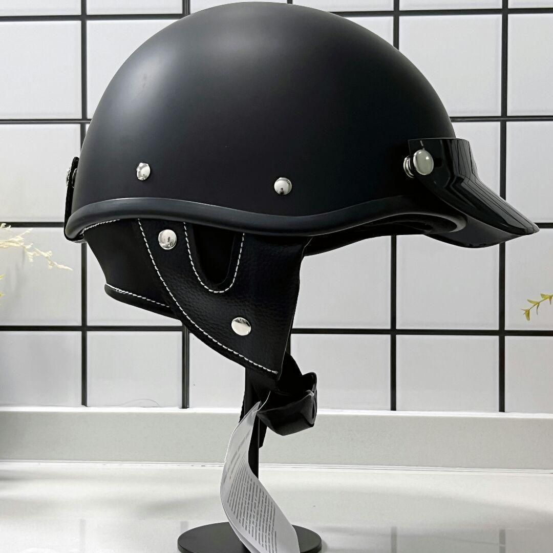 周末限定値下げ！ハーフヘルメット半帽 ポリスヘルハーフヘルメット 艶消し黒-XLサイズ