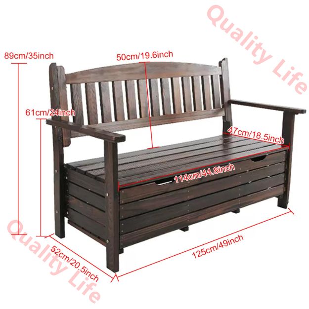 ガーデンチェア ガーデンベンチ 屋外 ベンチ ベランダ ベンチ ベンチ 収納 屋外 木製屋外収納ベンチ 大型デッキボックス 背もたれと肘掛け付きガーデン収納ベンチ 大容量の玄関収納ベンチ 耐荷重400kg パティオガーデンバルコニー庭用