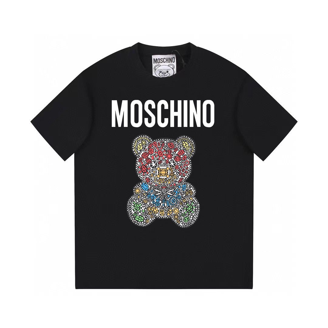 Moschino モスキーノ ノ新作 ダイヤモンド ベア プリント 半袖 Tシャツ