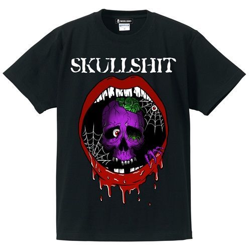 SKULLSHIT スカルシット「Skull Mouth T-sh」半袖Tシャツ 黒白 