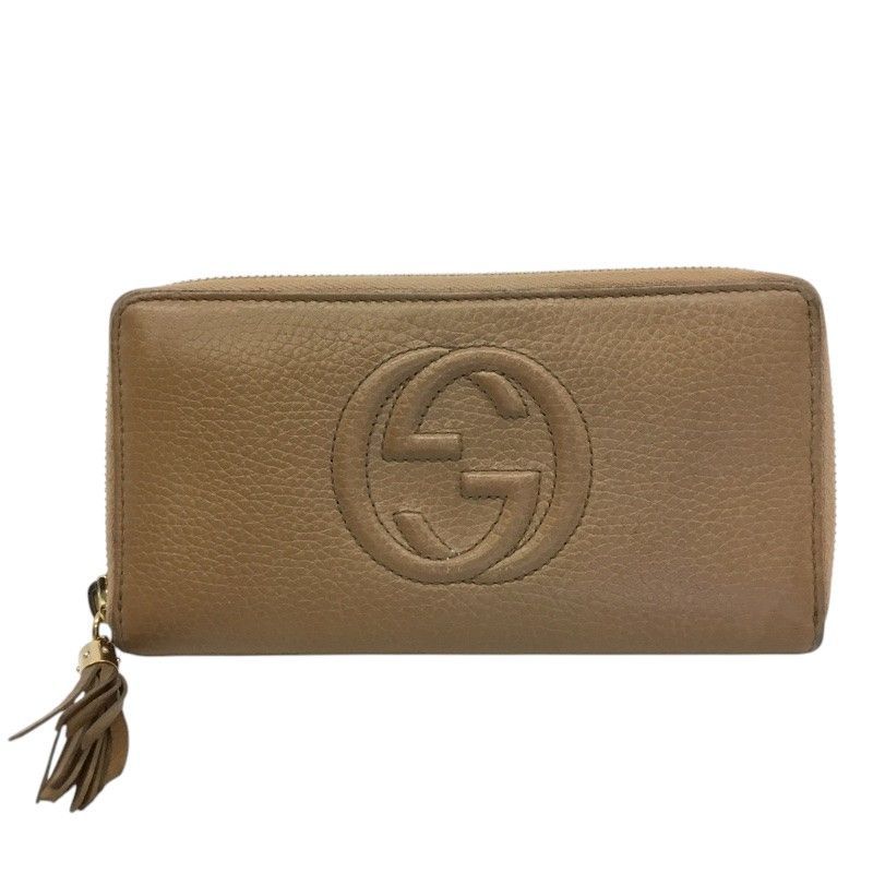 GUCCI グッチ ラウンドファスナー長財布 598187 レザー ベージュ ブラウン系 品| -B 質屋 かんてい局那覇店 ｎ3101561927300072