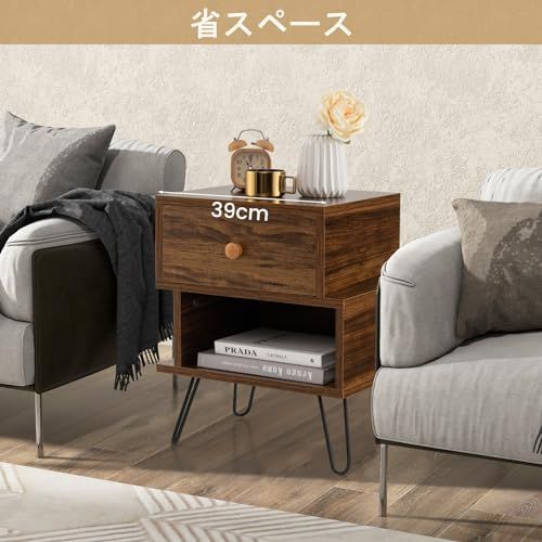 ナイトテーブル 2点セット 幅29×奥行39×高さ47cm 耐荷重10kg サイドテーブル ソファサイドテーブル ベッドサイドテーブル ローテーブル GIANTEX コーヒーテーブル おしゃれ 安定