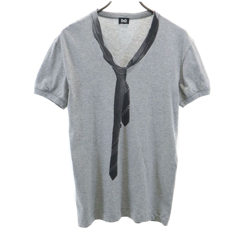 ディーアンドジー DOLCEu0026GABBANA プリント 半袖 Vネック Tシャツ 46 グレー Du0026G メンズ 古着 【240428】 メール便可