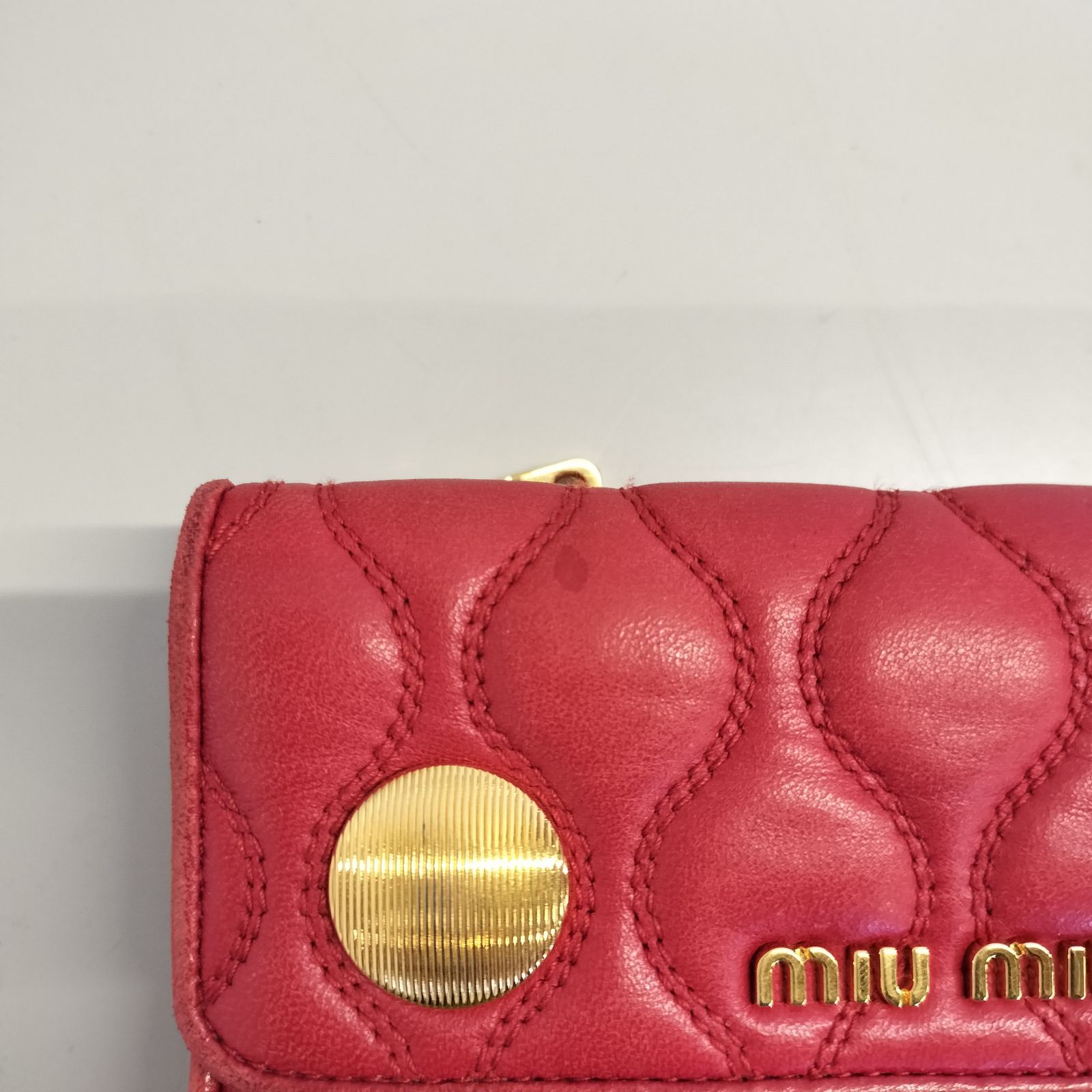 中古品】miumiu ミュウミュウ 三つ折り 財布 赤 レッド GI