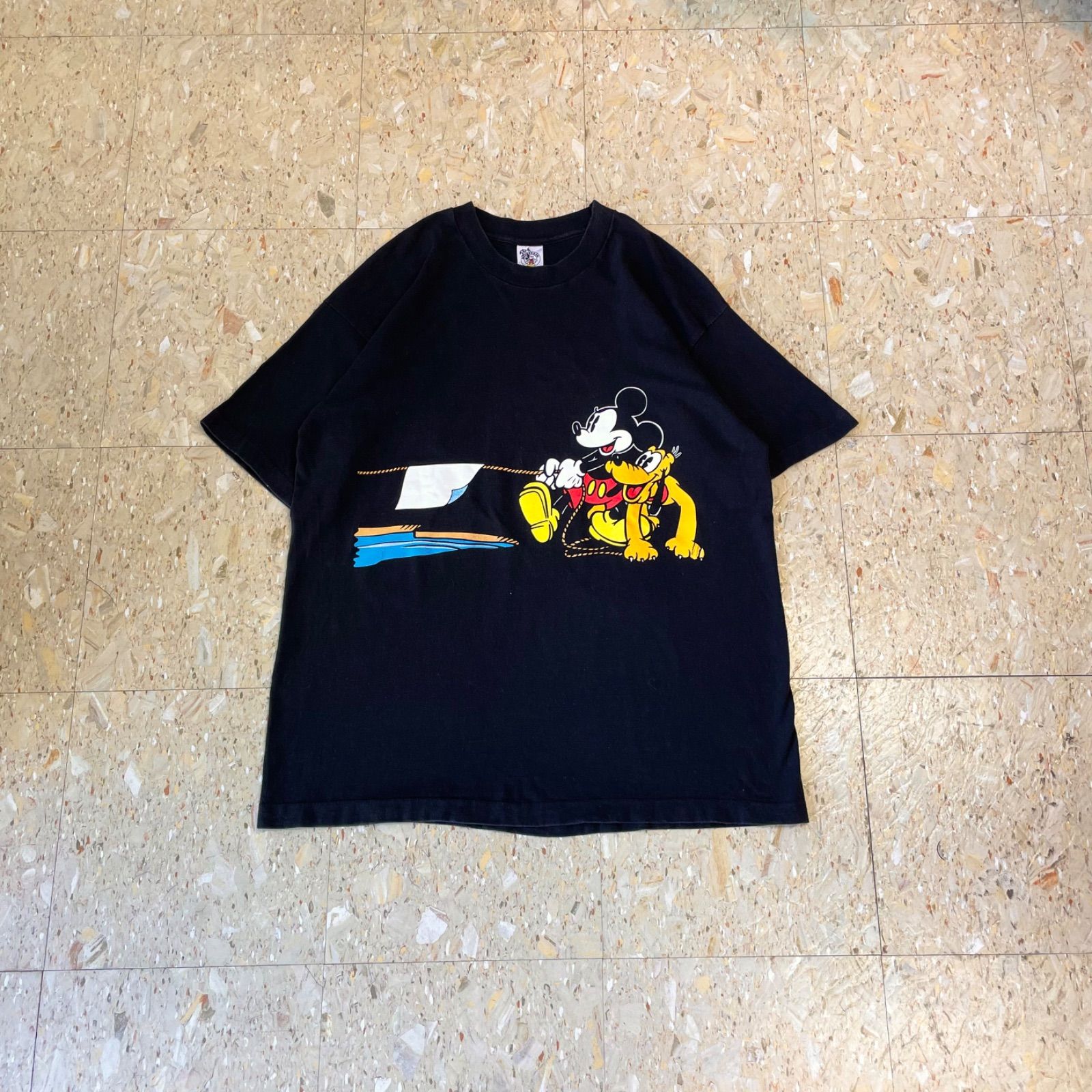 90s USA製 【Disney】 ディズニー ミッキー 綱引き 両面プリント T