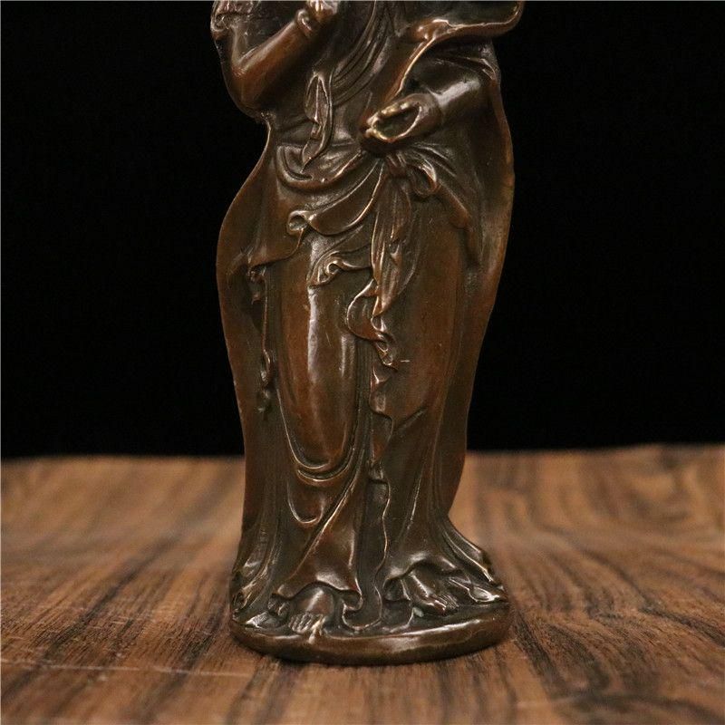 仏教美術 仏像 持蓮自在観音仏像神像 観世音菩薩像 銅製 工芸品 仏教