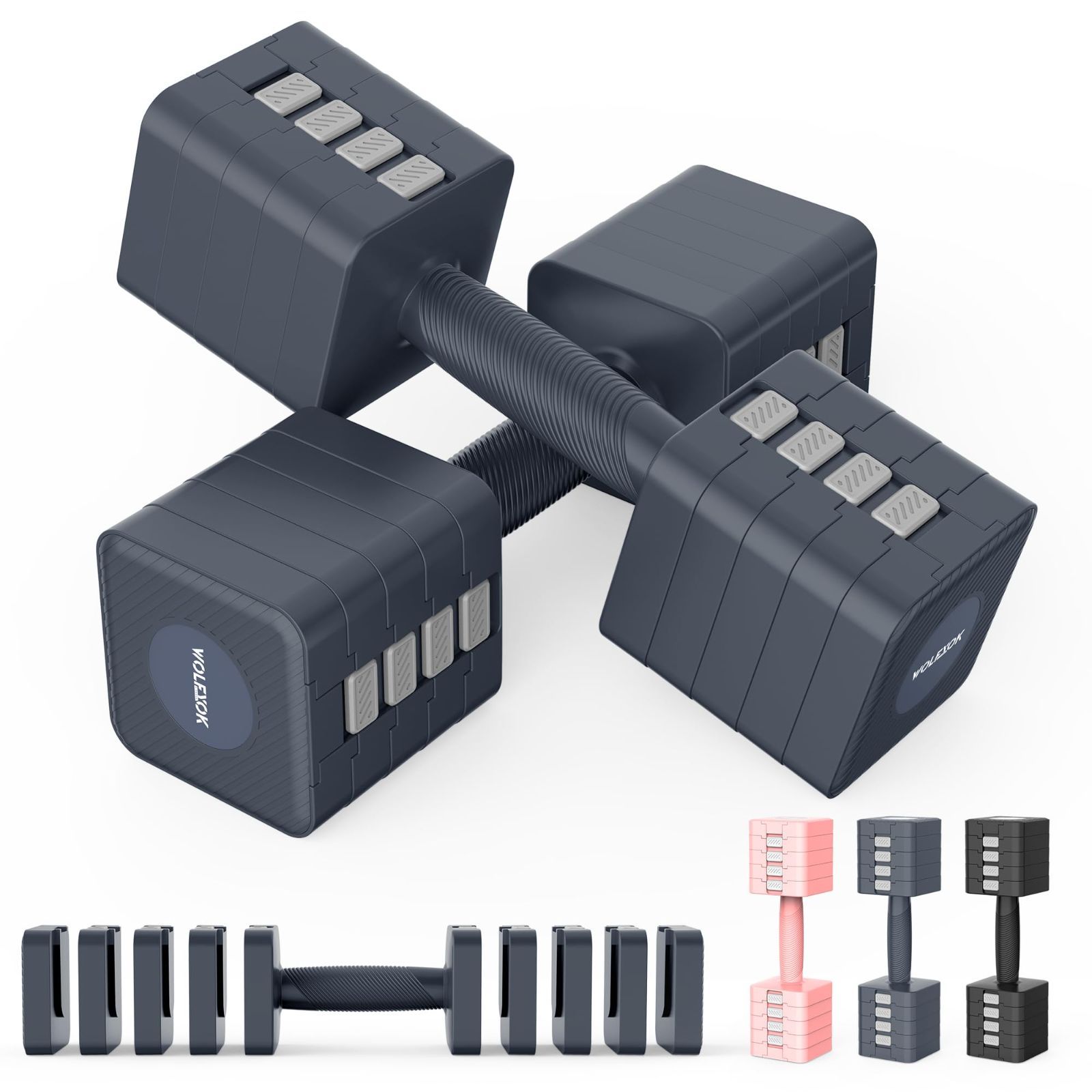 人気 ダンベル 可変式 2個セット 【 1~10kg多段階重さ調節可・鋳鉄アレイ】 可変式ダンベル ダンベル 筋 トレ ダンベル 5kg 筋トレグッズ Wolfyok fitness ダンベルセット トレーニング 健康器具 ホームジム 男女兼用