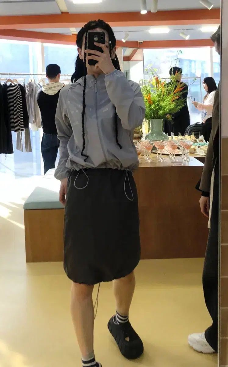 ENZO BLUES エンゾーブルース ツートン メッシュ ウエストゴムスカート F