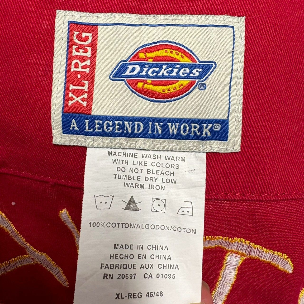 !! !! 上刺繍入り Dickies ディッキーズ ジャンプスーツ ベトナム スカル 刺繍 ミリタリー 軍物 ツナギ つなぎ オーバーオール オールインワン 作業着 バイク ウエア 赤 レッド イエロー ステッチ ゆったり 大きい メンズ XL FFCRYSTALESIA_COM