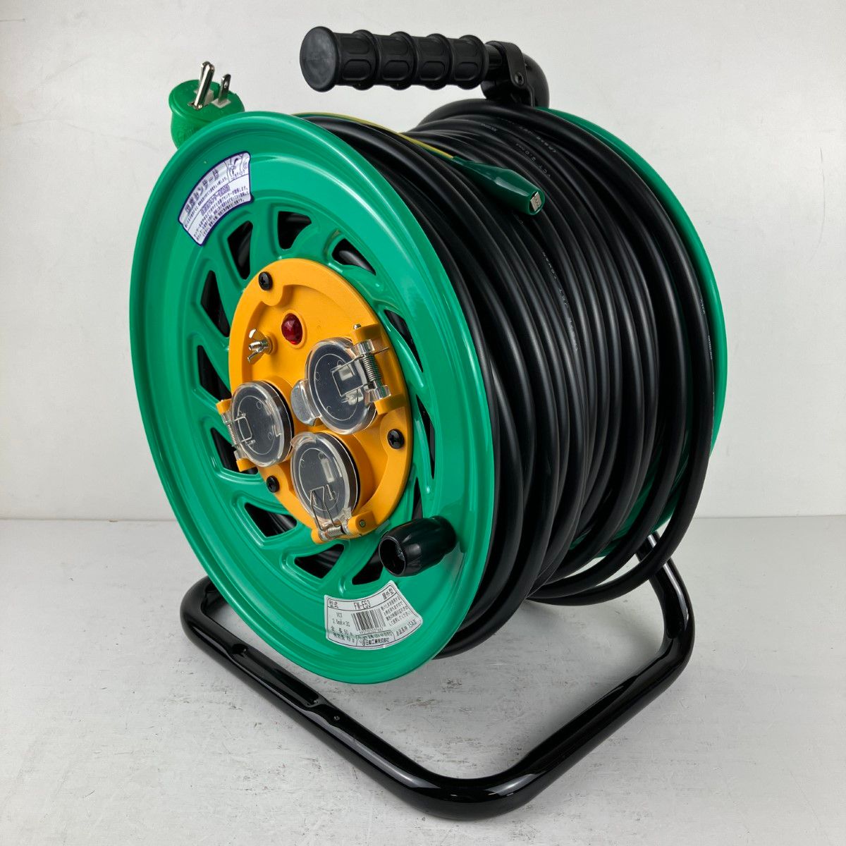 ЗЗNICHIDO 日動 100v 50m ドラム コードリール 防雨防塵型 アース付 温度センサー付 FW-E53