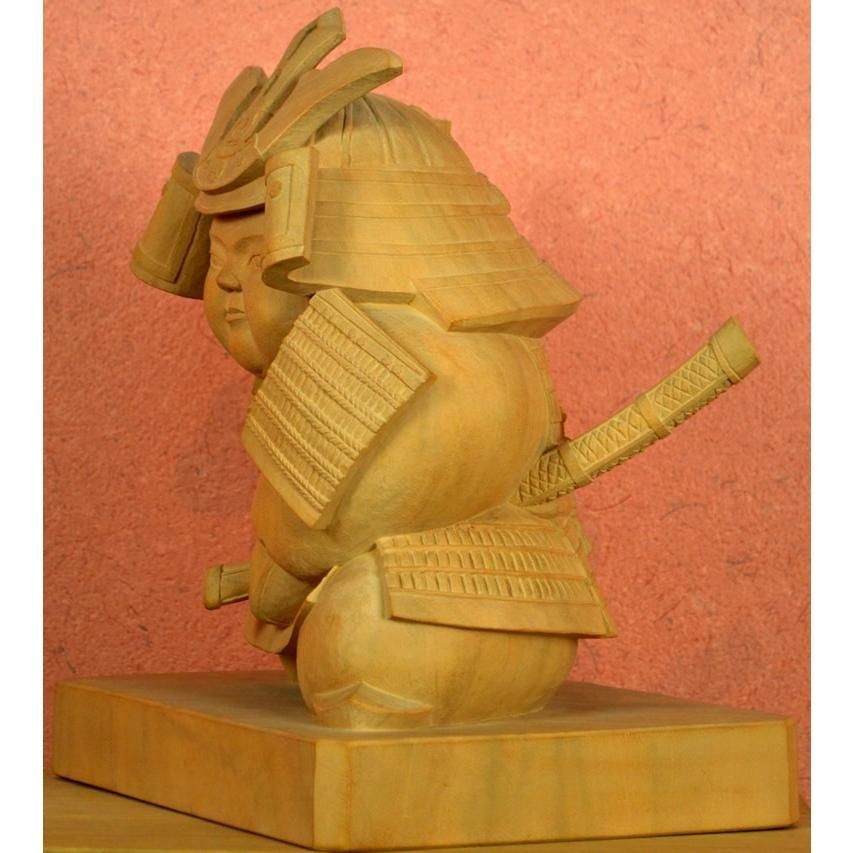 井波彫刻】 『若武者』 加茂 蕃山 作（かも ばんざん） 八寸 材質：楠