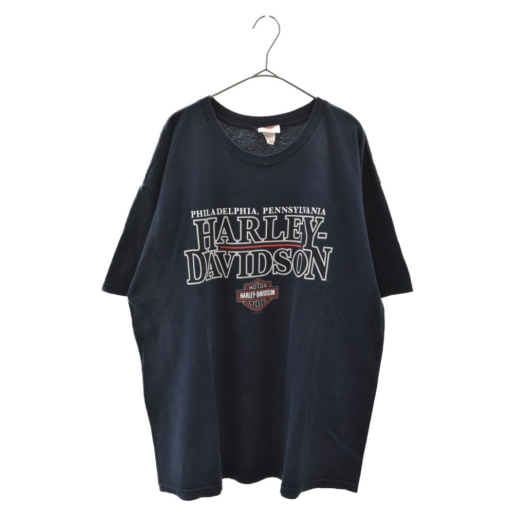 VINTAGE (ヴィンテージ) 00s Harley-Davidson BARBS PHILADELPHIA PA 両面プリント半袖Tシャツ カットソー ネイビー