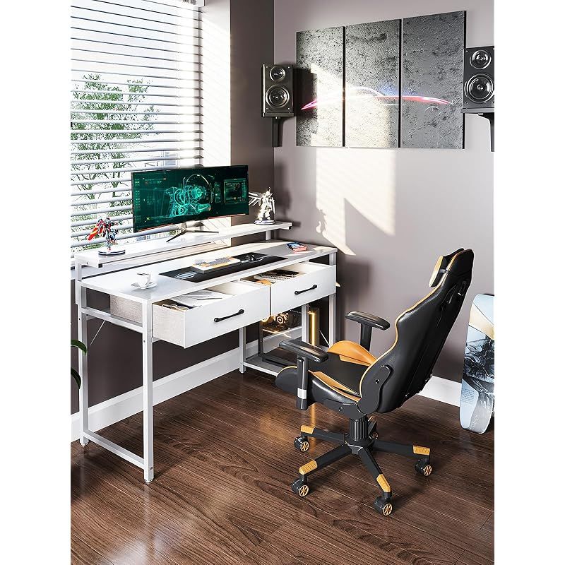 ODK ゲーミングデスク ラック付きデスク 割引 引き出し2杯付き 幅120cm