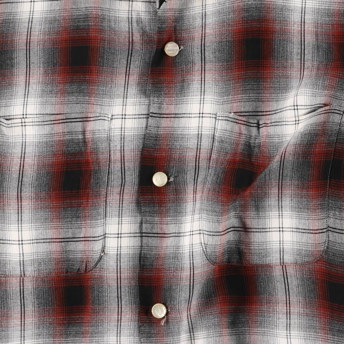 古着 60年代 ゴールデン クラウン GOLDEN CROWN オンブレチェック オープンカラー レーヨンボックスシャツ メンズM相当/eva003739