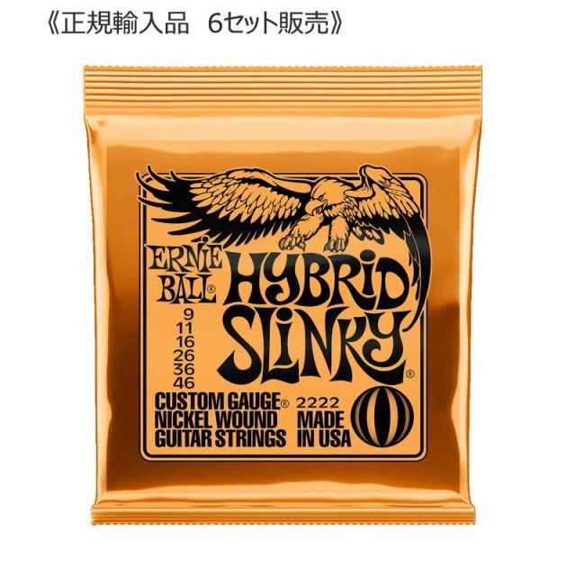 ERNIE BALL アーニーボール 2222 HYBRID SLINKY ハイブリッドスリンキー エレキギター 弦 009 - 046 6セット 《ゆうパケット便》