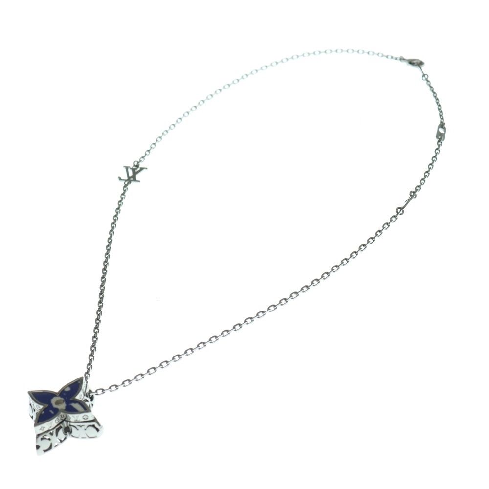 LOUIS VUITTON ルイヴィトン フラワー ロケット ペンダント ネックレス シルバー M 01047