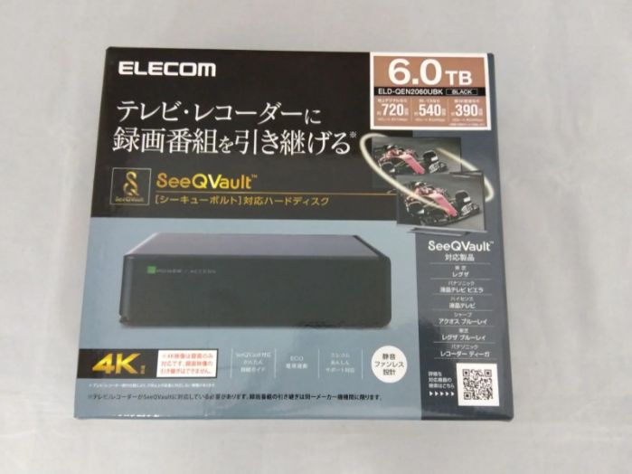 エレコム 外付けハードディスク 6TB SeeQVault規格 USB3.2 ブラック 