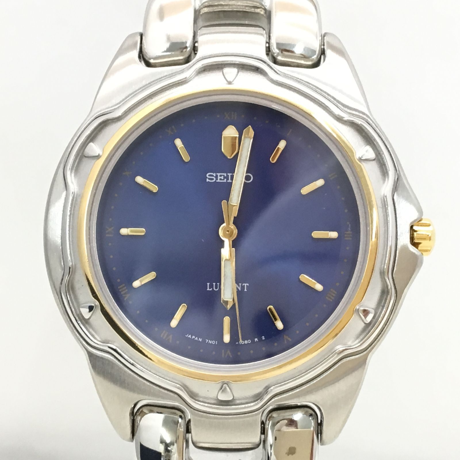 SEIKO LUCENT 腕時計 ブルー×シルバー 稼働品 10-716 メルカリShops