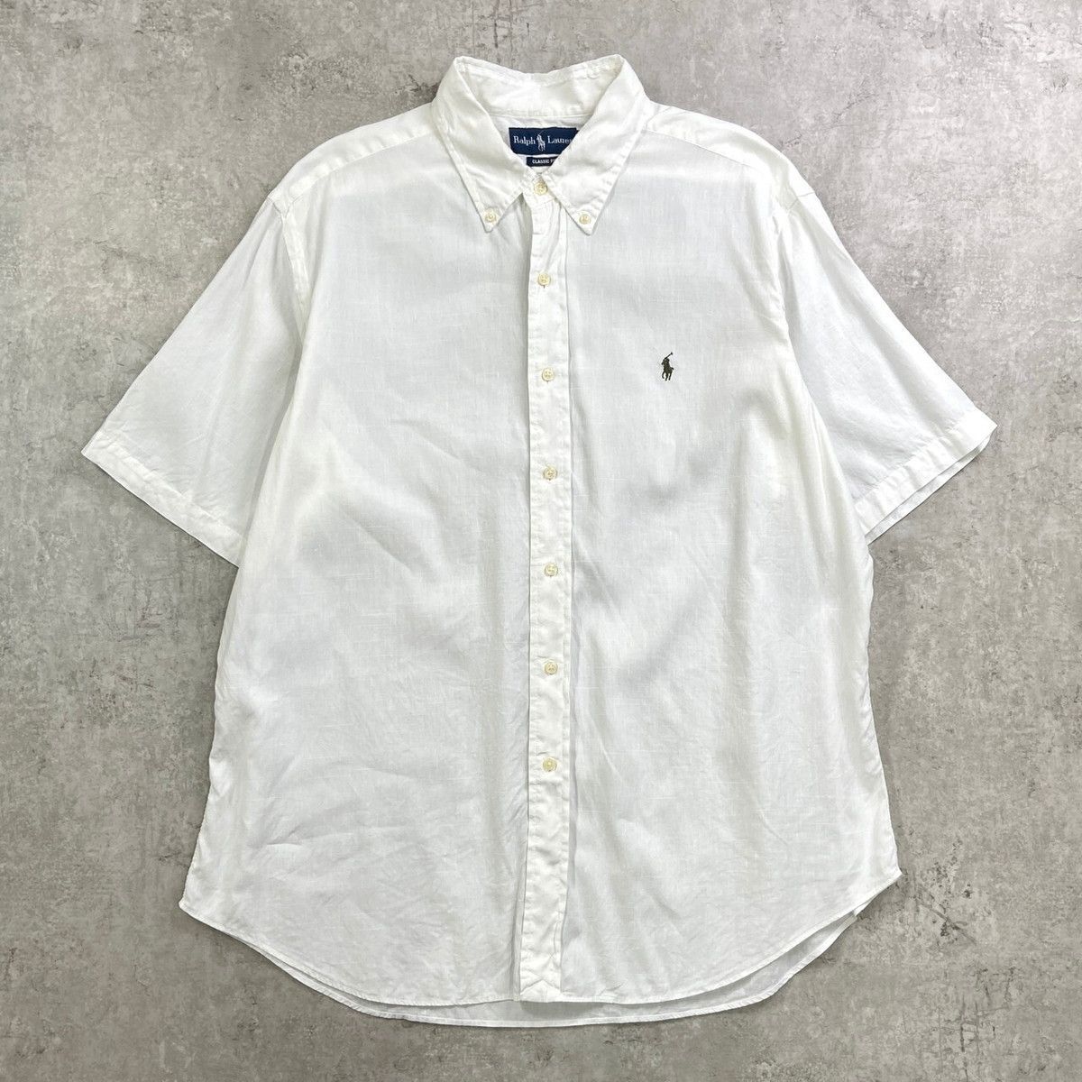 90年代 Ralph Lauren ラルフローレン 半袖 リネン×コットンシャツ CLASSIC FIT メンズ2XL相当