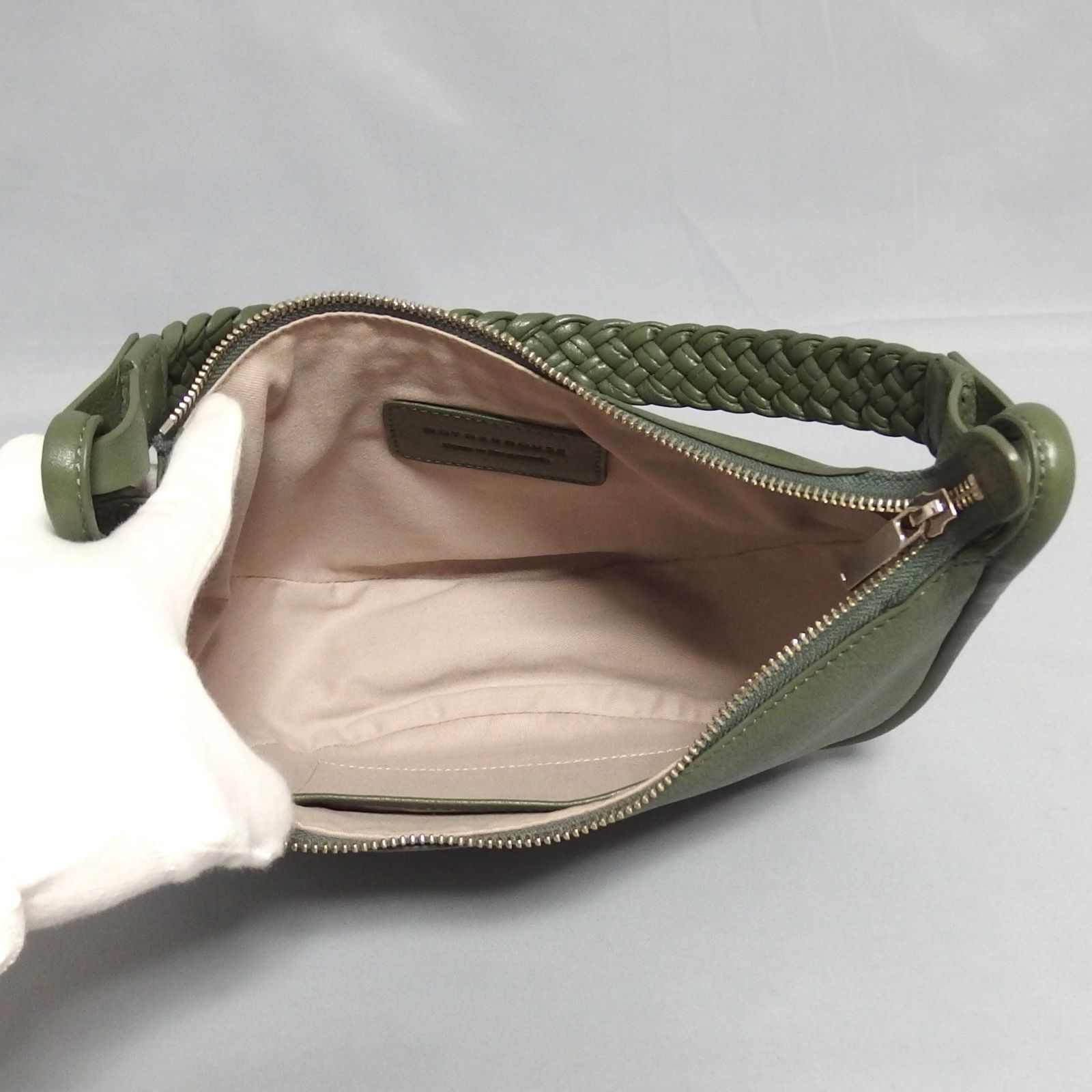 美品☆MOTHERHOUSE Round Moon 2Way Hand レザー カーキ ショルダー 