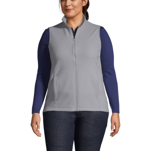 【送料無料】 ランズエンド レディース ジャケット・ブルゾン アウター Plus Sized Lands' End Thermacheck 100 Vest Harbor Gray