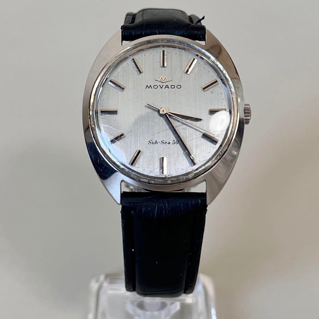 希少】モバード Sub-Sea50 手巻き シルバー 革ベルト 希少】モバード Sub-Sea50 手巻き シルバー 革ベルト