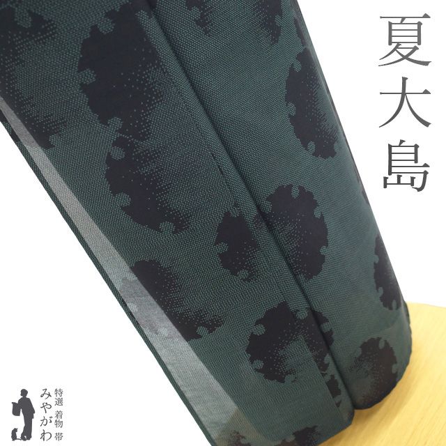 夏物 越後 夏大島 単衣 着物 リサイクル 正絹 十日町 白新染織 黒 深緑 雪輪 夏 カジュアル 夏用 着物 夏着物 大島紬 夏大島 仕立て上がり 身丈166 裄丈66 Ｌサイズ みやがわ sb15622