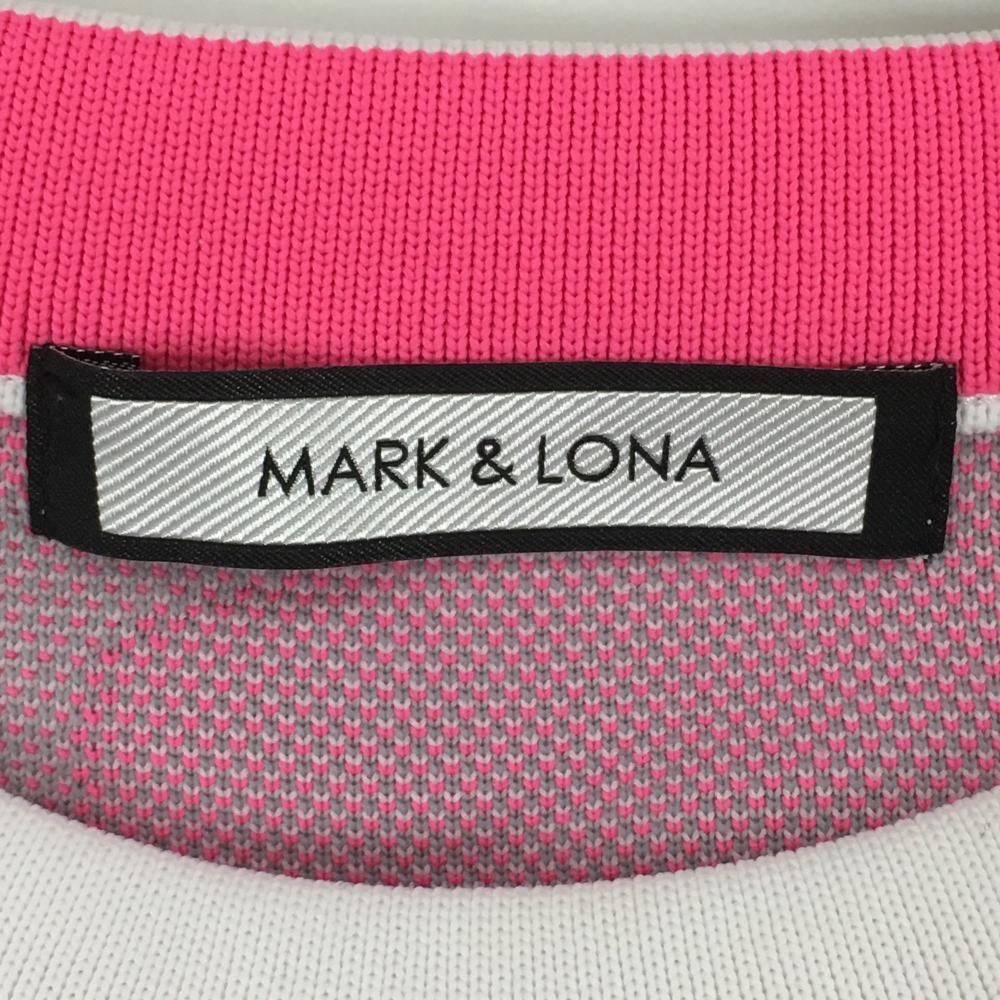 マークアンドロナ セーター ピンク×グレー 一部カモフラ スカル