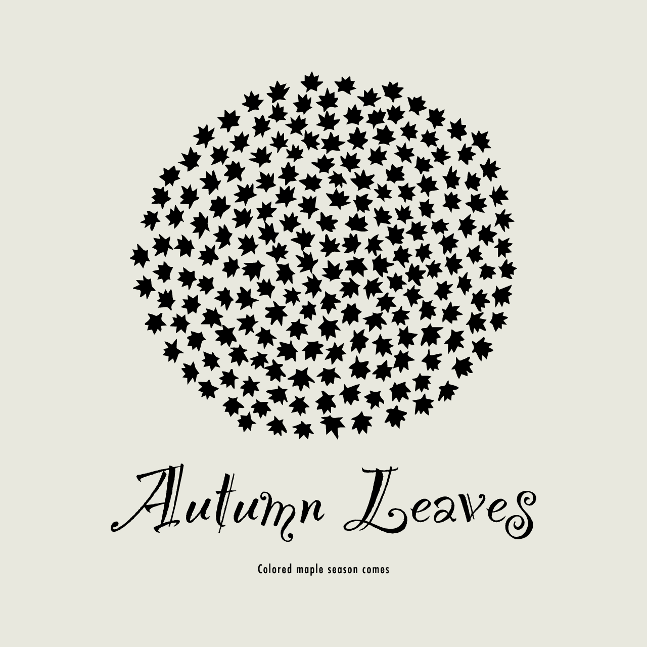 グラフィックロングTシャツ　Autumn Leaves Mono / White -Long-