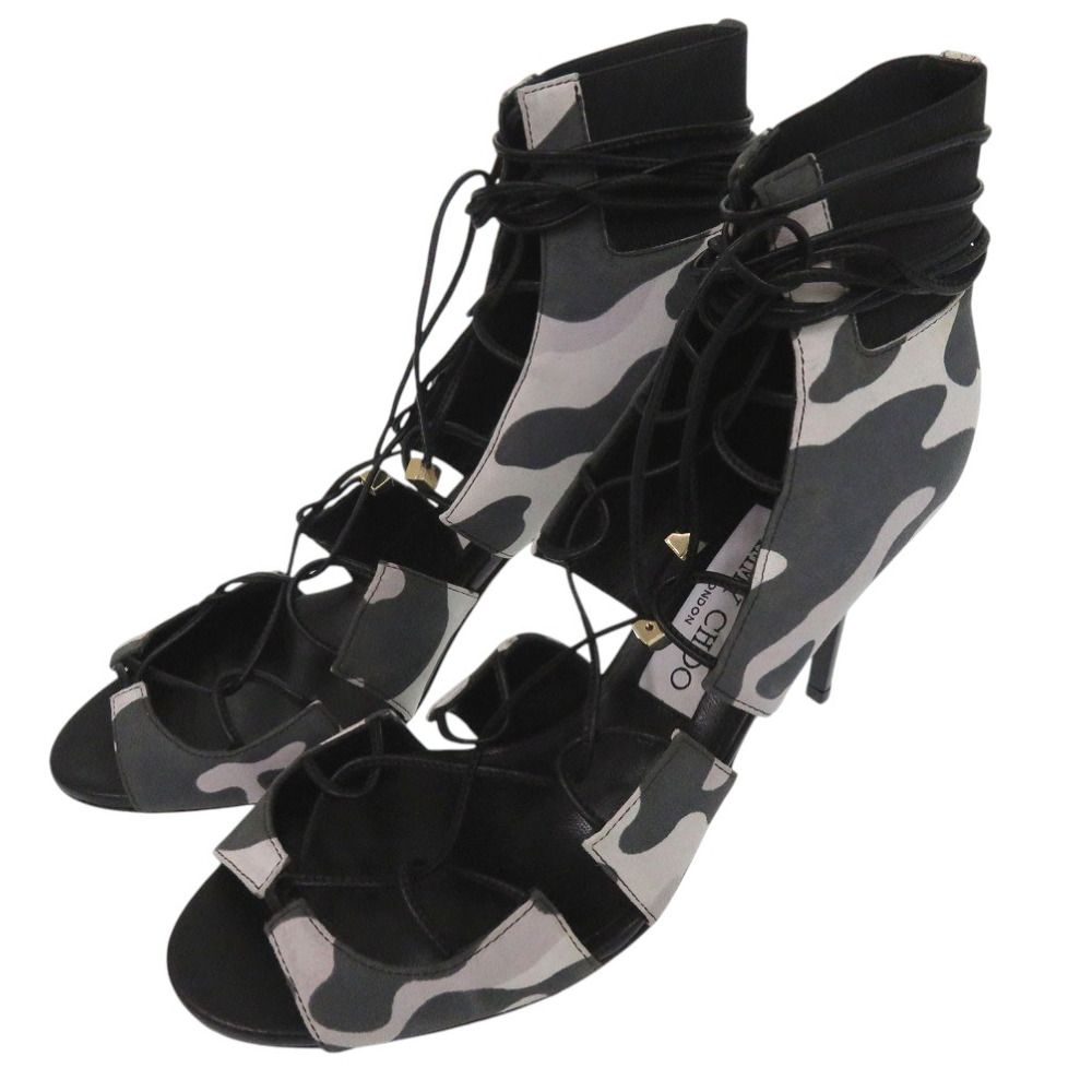 ジミーチュウ CAMOLEO PRINT レースアップ パンプス MYRTLE 85 迷彩 カモフラ 編み上げ スウェード 1273 JIMMY CHOO