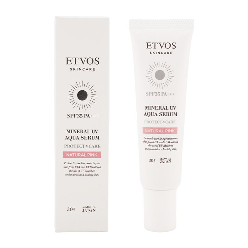 ETVOS エトヴォス ミネラルUVアクアセラム ナチュラルピンク 30g SPF35 PA+++ 日焼け止め 美容液 化粧下地[ネコポス]