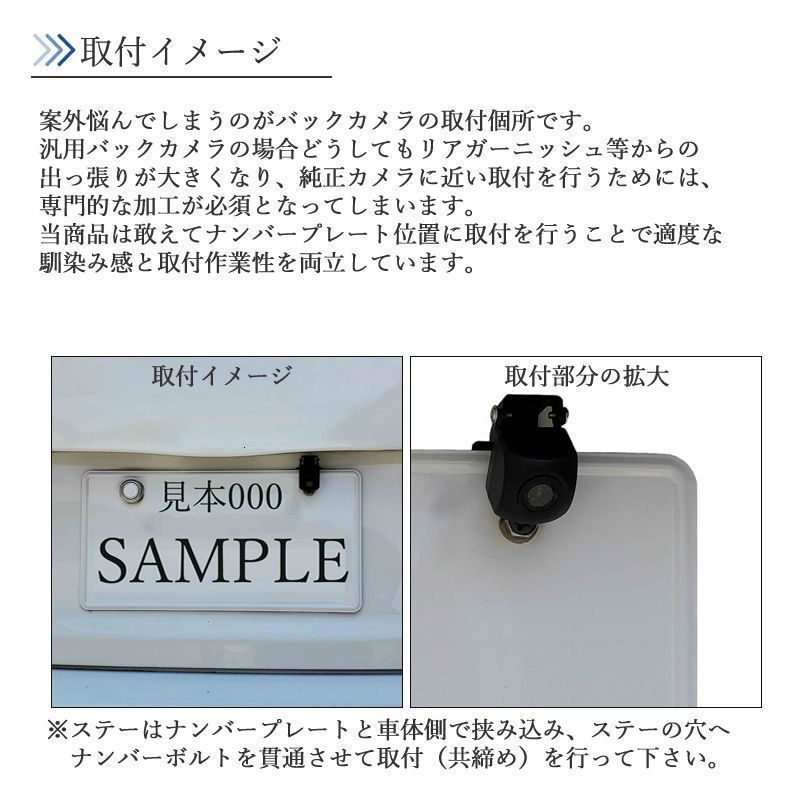 CN-F1DVD CN-MW250D CN-F1D 対応 バックカメラ ナンバープレート (ボルト) 挟み込み タイプ 【BC02】
