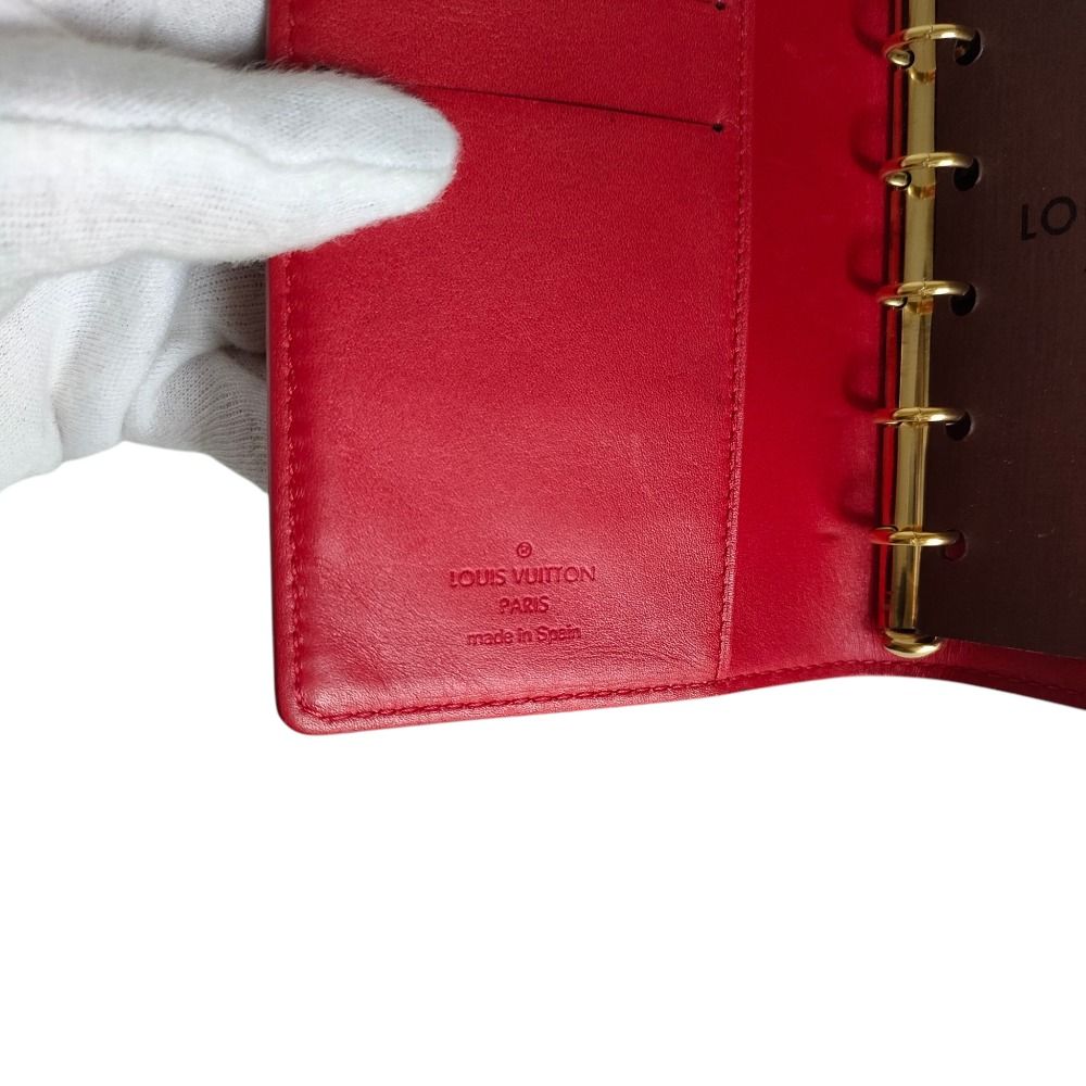 レビュー LOUIS VUITTON ルイヴィトン ヴェルニ アジェンダPM 6穴 手帳カバー 文房具 R21003 ルージュ レッド レディース 古着