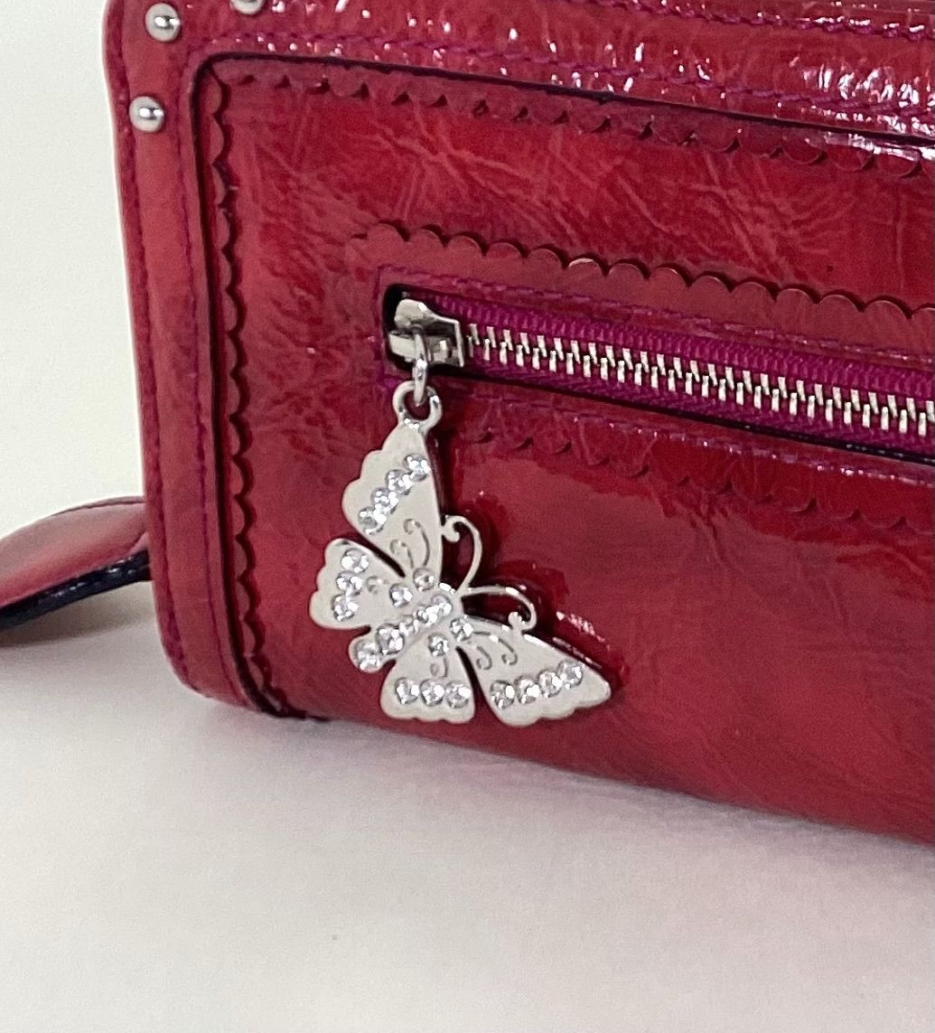 ANNA SUI アナスイ ラウンドファスナー 長財布 エナメル 赤