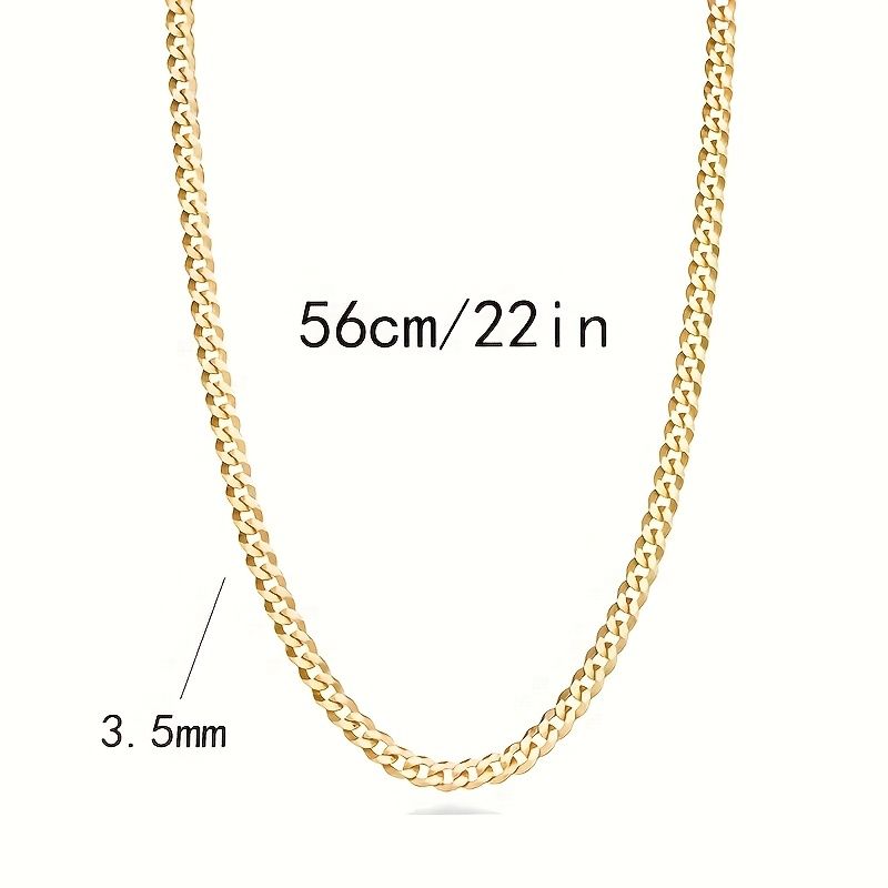 1pc エレガント 18K 金メッキ 925 スターリングシルバー キューバンチェーンネックレス、3.5mm イタリアンリンク、18/20/22/24インチ、ボヘミアンスタイル、デイリー＆ギフト用、クリスマスホリ