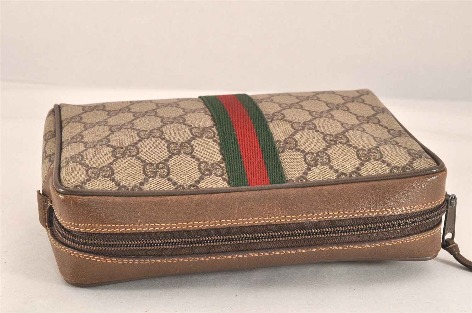 ✨極美品✨GUCCI シェリーライン GG クラッチバッグ ポーチ ブラウン GUCCI グッチ ウェブ シェリーライン クラッチハンドバッグ GG