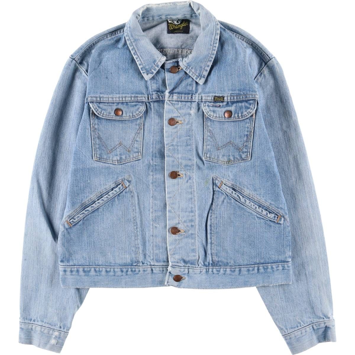 古着 70年代 ラングラー Wrangler バックプリント デニムジャケット Gジャン USA製 メンズL相当 ヴィンテージ/evb029350