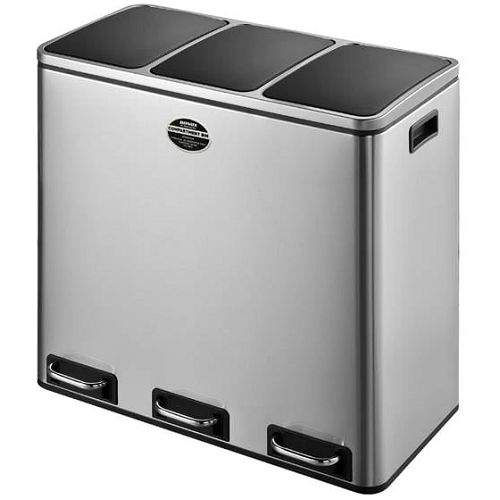 ダルトン Dulton 3 コンパートメント ビン 54L 18L×3列 ステンレス製ゴミ箱 ふた付き 大型 分別 ペダル式 K855-1203-3