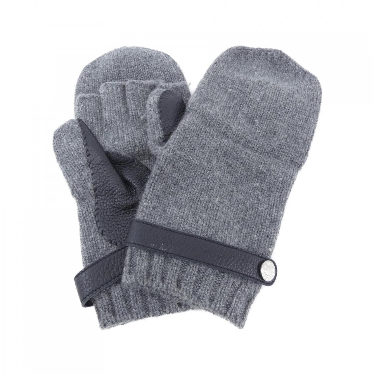 エルメス グローブ ディナン カシミヤ レザー メンズL HERMES 手袋